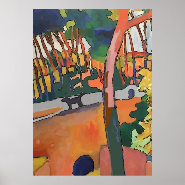 Abstrakt Hund på Bridge Poster (Framsidan)