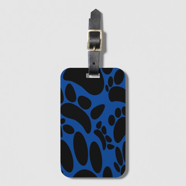 Abstrakt Hund Pawprint Blue Bagagebricka (Framsida vertikal)