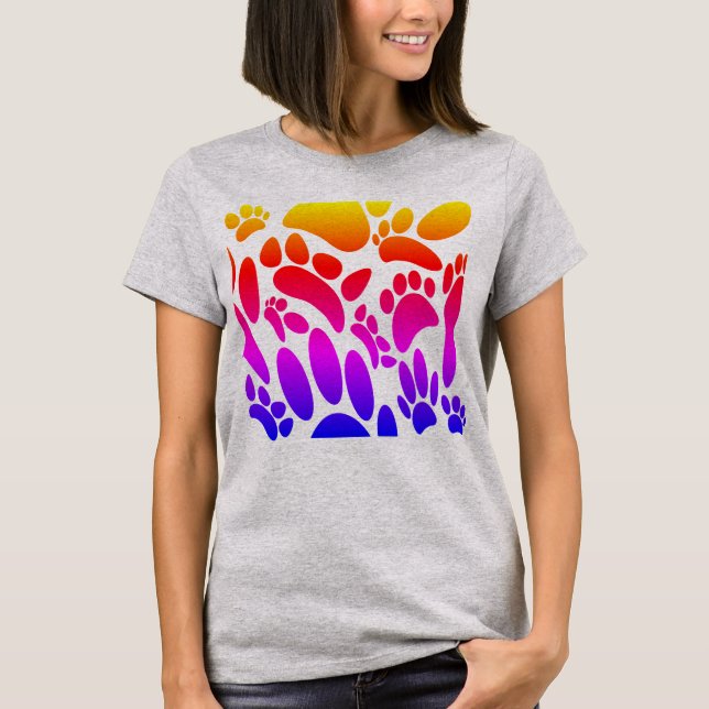 Abstrakt Hund Pawprint T Shirt (Framsida)