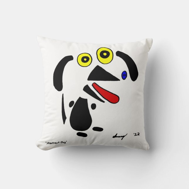 Abstrakt Hund Pillow - svart Kudde (Framsida)