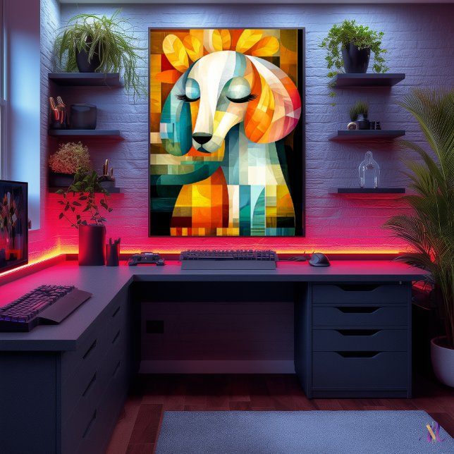 Abstrakt hundkonst - geometrisk djurdessign poster (Skapare uppladdad)