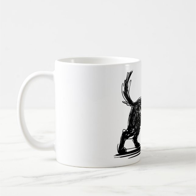 Abstrakt hundlinjekonst  Minimalistisk klotterhund Kaffemugg (Vänster)