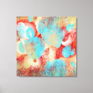 Abstrakt i akvablå, röd och gul canvastryck
