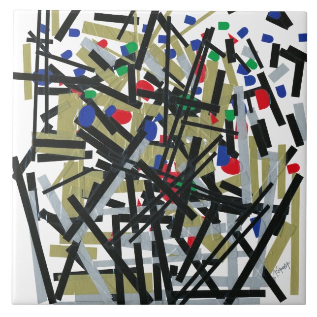 Abstrakt i band och blanketter 1 kakelplatta (Framsidan)