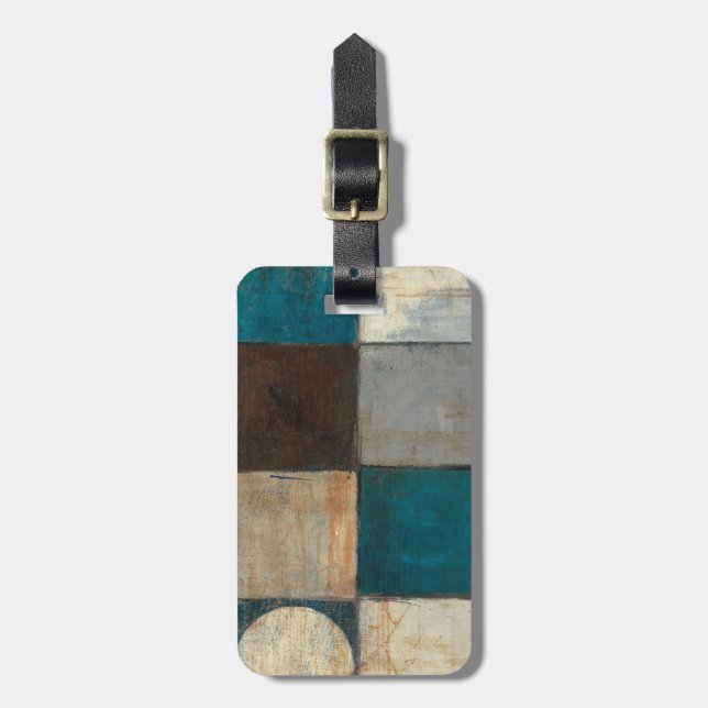 Abstrakt i blått och brunt bagagebricka (Vertikal Framsida)