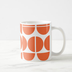 Abstrakt i den moderna orangen i mitten av århund kaffemugg