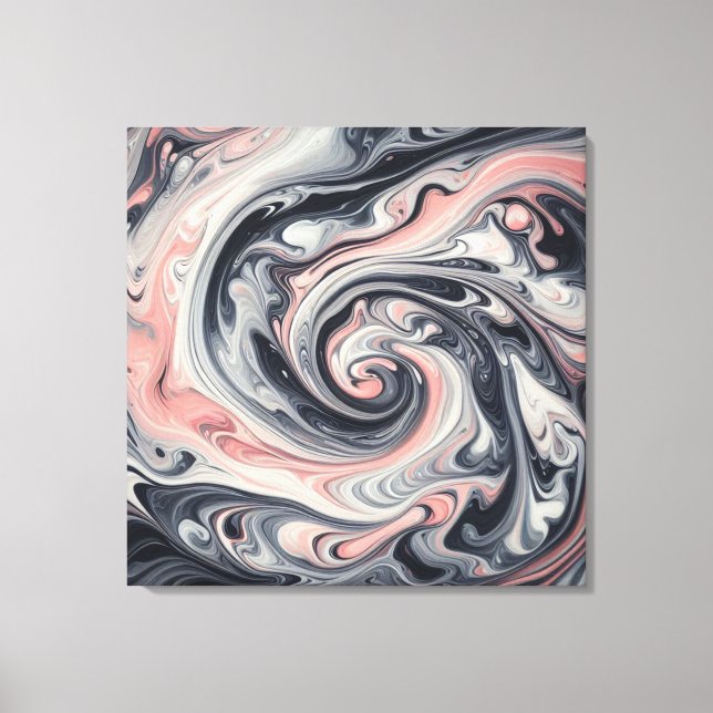 Abstrakt i flytande Metall i Rosa, Grått och svart Canvastryck (Framsida)
