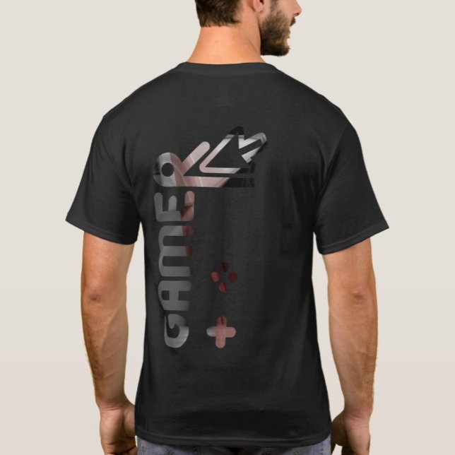 ABSTRAKT i GAMER Back Print T-Shirt Trend (Skapare uppladdad)