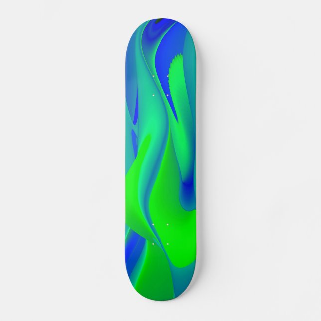 Abstrakt i grönt blå skateboard bräda 19,5 cm (Framsida)