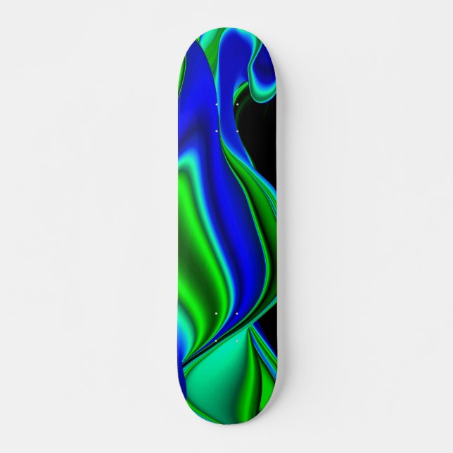 Abstrakt i grönt blå skateboard bräda 19,5 cm (Framsida)