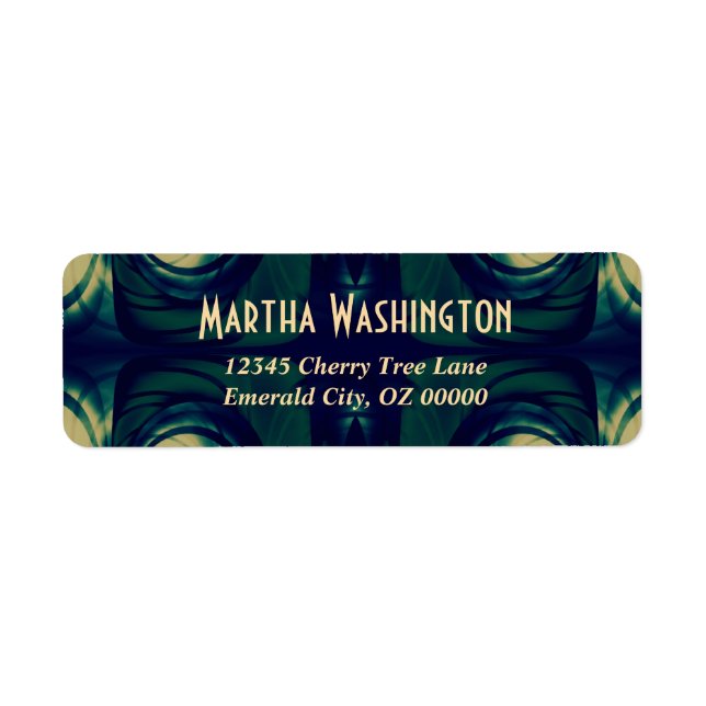 Abstrakt i Grönt, blått och Beige Returadress Etikett (Framsidan)