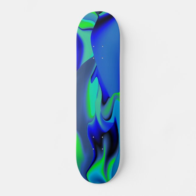 Abstrakt i grönt och blått skateboard bräda 21,5 cm (Framsida)