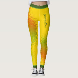 Abstrakt i karibiska färger med namn på GUL Leggings