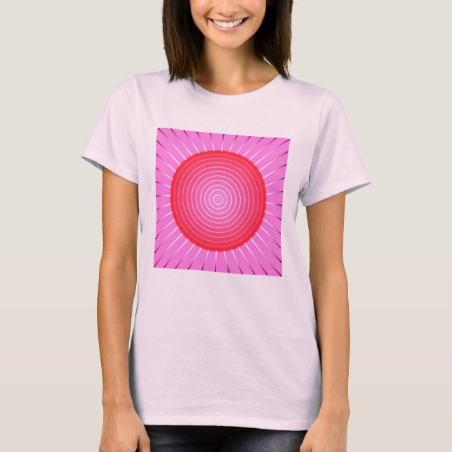Abstrakt i koraller, rosa och silver tee shirt (Framsida)