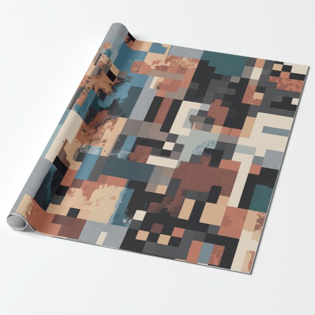 abstrakt i pixel mönster presentpapper (Utrullad)