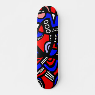Abstrakt i röda, blå, vita och svarta nyanser skateboard bräda 20 cm