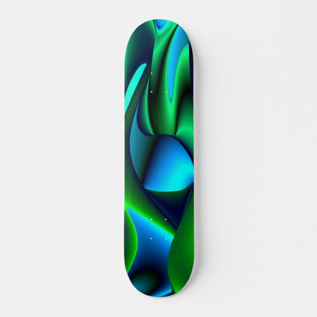 Abstrakt i svart grönt mini skateboard bräda 18,5 cm (Framsida)