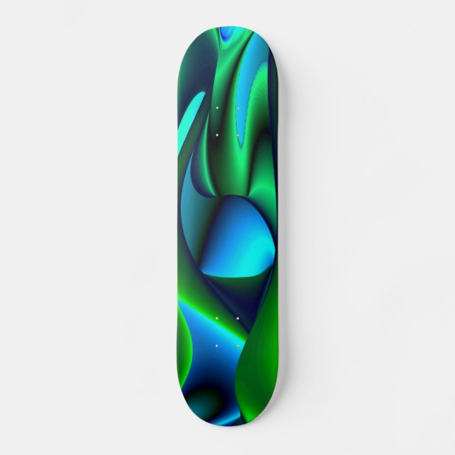 Abstrakt i svart grönt skateboard bräda 21,5 cm (Framsida)