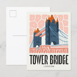 abstrakt i Torn Bridge London blommigt art. Vykort