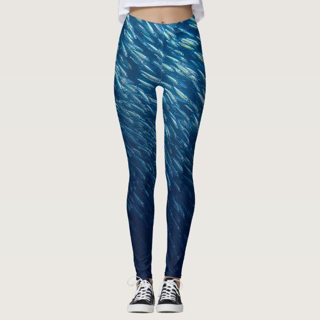 Abstrakt i undervattensfiskskolan leggings (Framsida)
