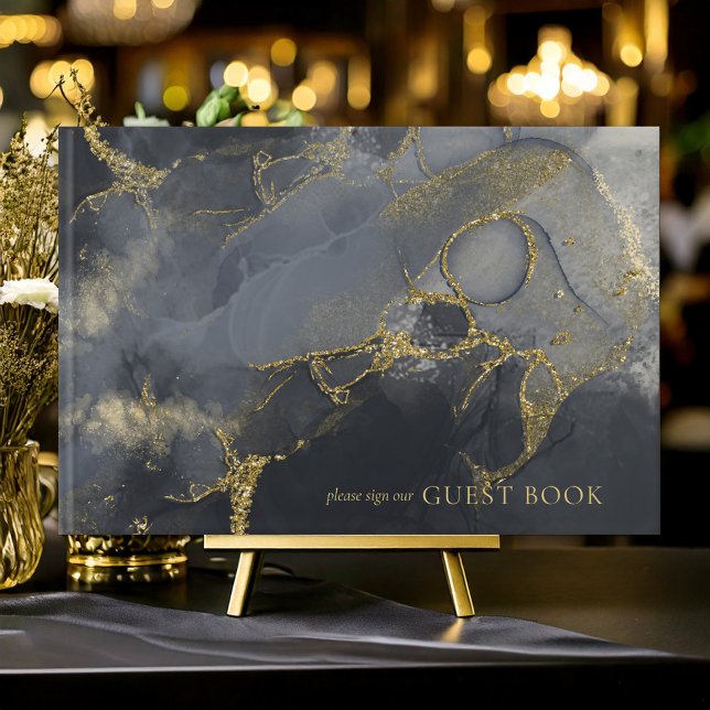 Abstrakt-ID988 för moody Bläck-kol-Guld Gästböcker (Skapare uppladdad)