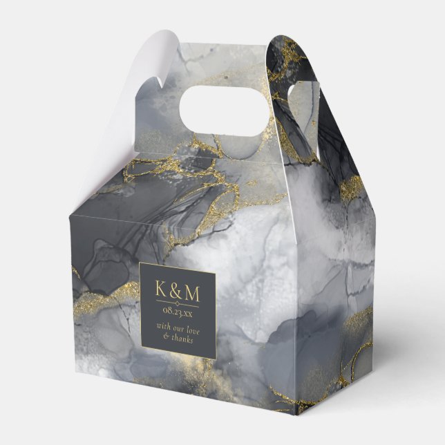 Abstrakt-ID988 för moody Bläck-kol-Guld Presentaskar (Framsidan Sidan)