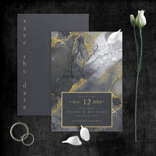 Abstrakt-ID988 för moody Bläck-kol-Guld Spara Datumet