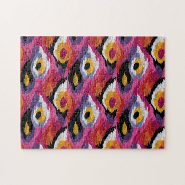 Abstrakt Ikat Mönster Colorful Pussel (Horisontell)