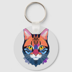Abstrakt illustration av en kattansikte nyckelring