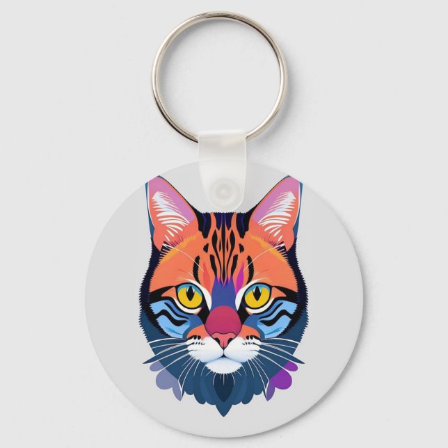 Abstrakt illustration av en kattansikte nyckelring (Framsida)
