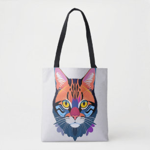 Abstrakt illustration av en kattansikte tygkasse