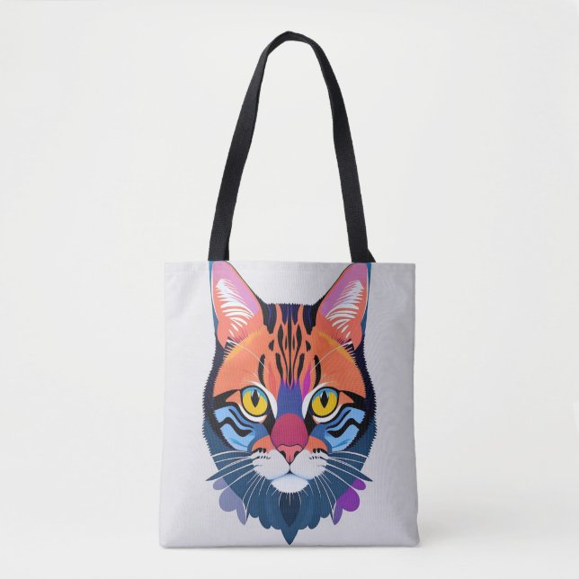 Abstrakt illustration av en kattansikte tygkasse (Framsida)