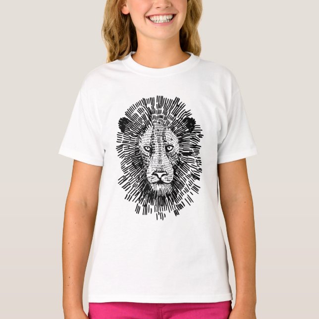 Abstrakt illustration av modigt lejonansikte t shirt (Framsida)