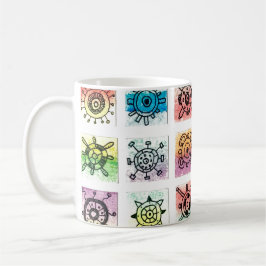Abstrakt illustration med cirkelformer kaffemugg