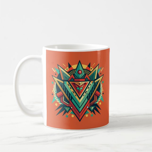 Abstrakt illustration med tribala geometriska form kaffemugg (Vänster)