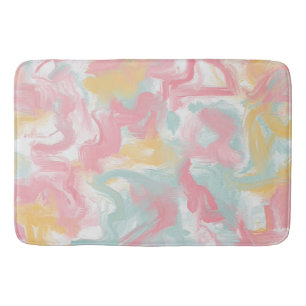 Abstrakt Impasto Paint Coral Gult Turkos Badrumsmatta
