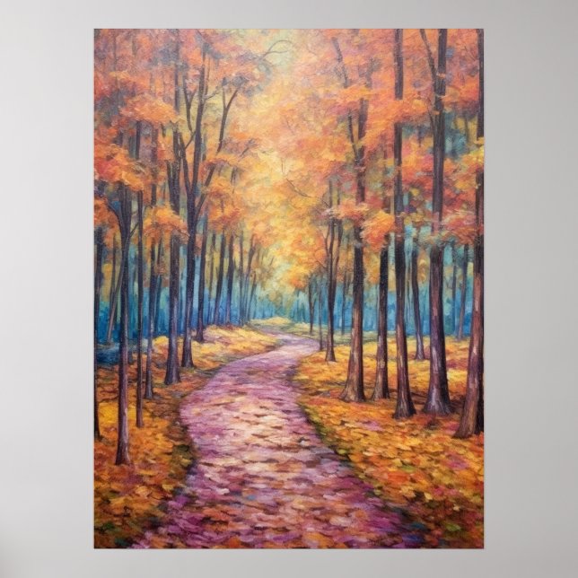 Abstrakt Impressionist Autumn Pathway Fine Art Poster (Framsidan)