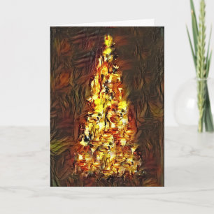 Abstrakt Impressionist Julgran Helgdag Card Kort