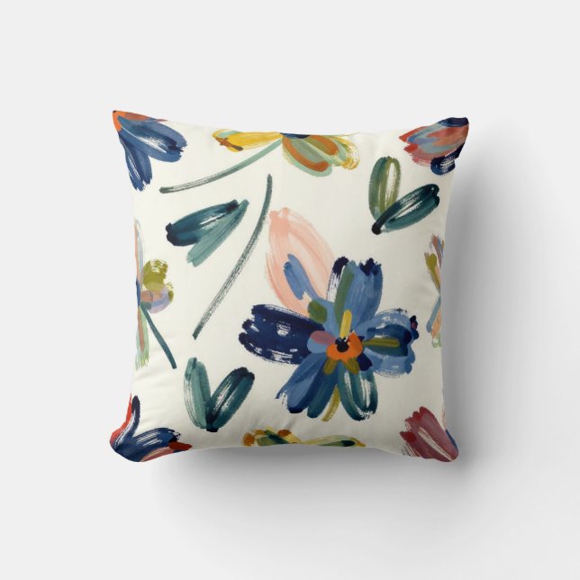 Abstrakt Impressionistisk Vildblommamönster med Bo Kudde (Framsida)