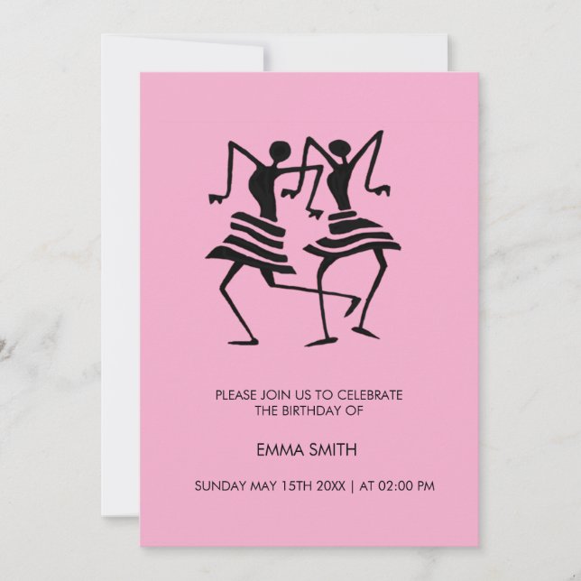 Abstrakt, inbjudan till Firande-dansare på födelse (Framsida)