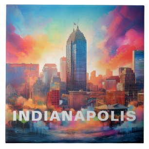 Abstrakt Indianapolis Skyline Art Modern Kakelplatta