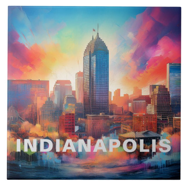Abstrakt Indianapolis Skyline Art Modern Kakelplatta (Framsidan)