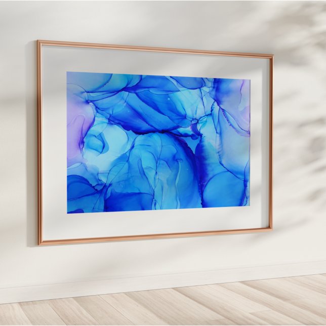 Abstrakt Indigo Amethyst Modern Bläck Art Poster (Skapare uppladdad)