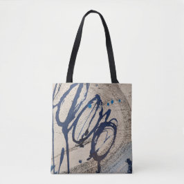 Abstrakt Indigo Beige Grå Tygkasse