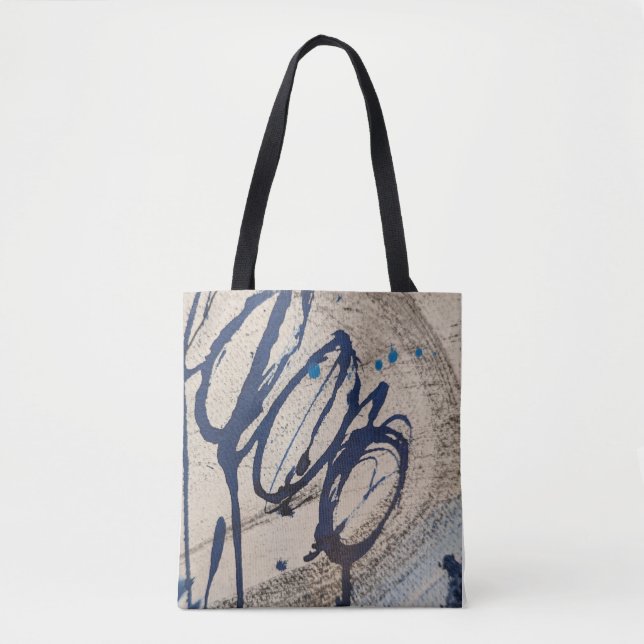 Abstrakt Indigo Beige Grå Tygkasse (Framsida)
