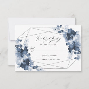 Abstrakt Indigo Blommotiv Bröllops-Svarskort OSA Kort