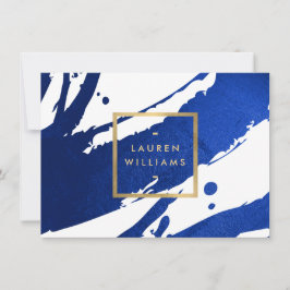 Abstrakt Indigo Blue Brushstrokes Gift-certifikat Anteckningskort