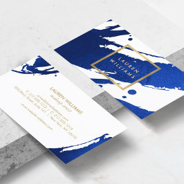 Abstrakt Indigo Blue Brushstrokes Visitkort