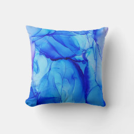 Abstrakt Indigo Blue Lila Alcohol Bläck Kudde