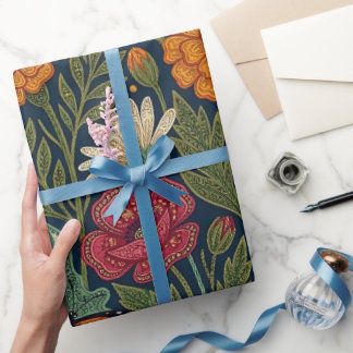 Abstrakt indiskt blomsterfjärilar omslagspapper presentpapper